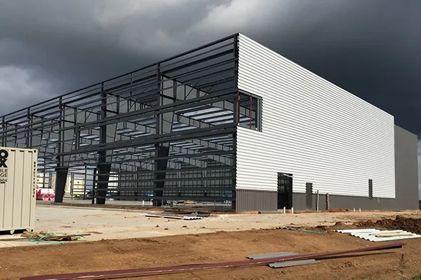 Metal building under construction